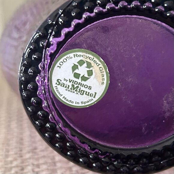 Amethyst Ribbed Glass Statement Bottle Vase Handmade Spain Vidrios San Miguel - Picture 6 of 6